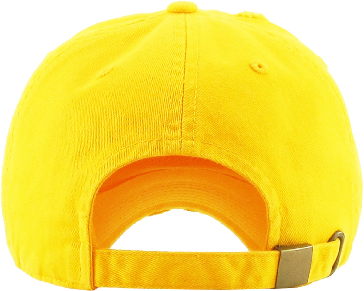 Yellow Distressed Vintage Baseball Cap Back View